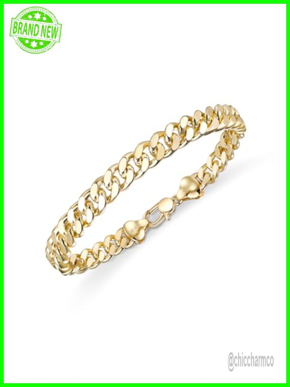 14K Gold Cuban Link Chain Bracelet for Men & Women Secure Buckle Dainty